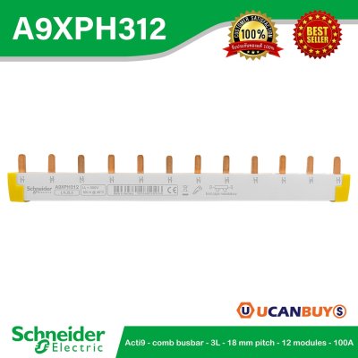 Schneider Electric Acti9 comb busbar 3L 18 mm pitch 12 modules 100A | A9XPH312