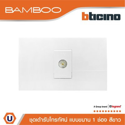 BTicino ​​​​​​​ชุดเต้ารับโทรทัศน์ แบบขนาน 1 ช่อง สีขาว TV Female Socket 1Gang White | Bamboo