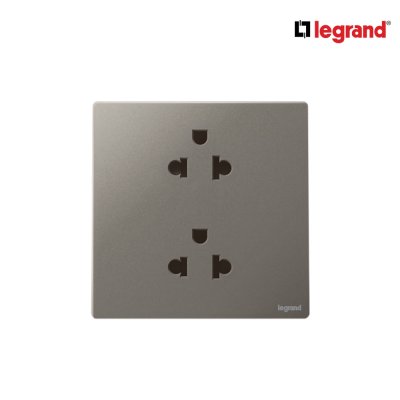 Legrand เต้ารับคู่มีกราวด์ สีเทาดำ 1G EURO-US 16A 2x2P+Earth Socket รุ่นมาเรียเซนต์ | Mallia Senses | 281104DS