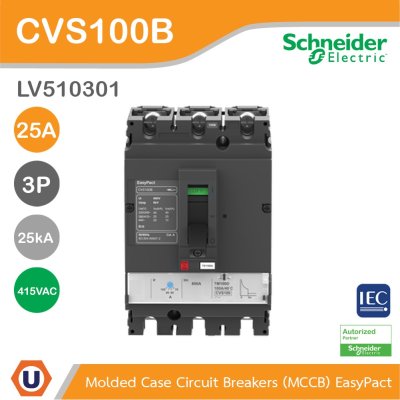 Schneider Electric Circuit Breaker EasyPact CVS100B 25kA at 415VAC 25A 3P | LV510301