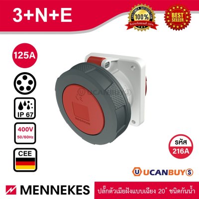 MENNEKES 216A ปลั๊กตัวเมียฝังเฉียง (3P+N+E) 125A 400V IP67