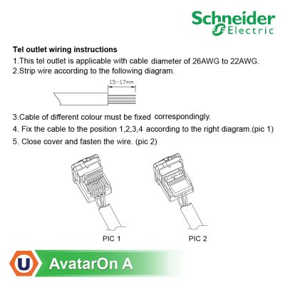 Schneider ชุดเต้ารับคอมพิวเตอร์ (LAN) CAT6 + เต้ารับโทรศัพท์ 6 ขา 4สาย พร้อมฝาครอบ2ช่อง สีขาว | AvatarOn A | Ucanbuys