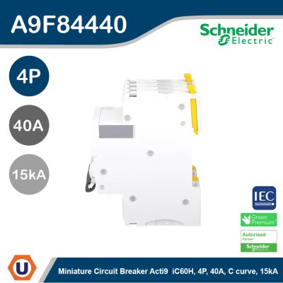Schneider Electric MCB 40A 4P iC60H C-curve Acti9 Miniature Circuit Breaker เซอร์กิตเบรกเกอร์ | A9F84440