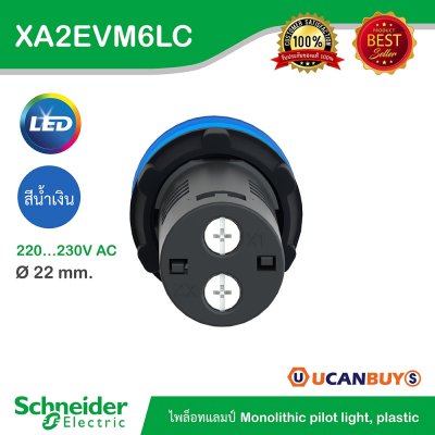 Schneider Electric Pilot Lamp ไพลอตแลมป์ LED ขนาด 22 mm สีน้ำเงิน แรงดันไฟเลี้ยง 220/230 VAC | XA2EVM6LC