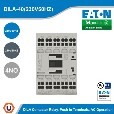 EATON Moeller Series DILA Control Relay 230V 50Hz, 240V 60Hz 4NO AC Operation | DILA-40(230V50HZ)