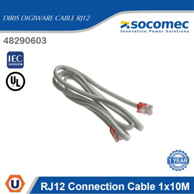 Socomec RJ12 Connection Cable 1 x 10m for Diris Digiware | 48290603