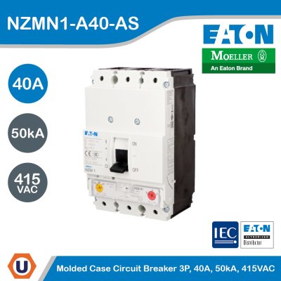 EATON Molded Case Circuit-Breaker (MCCB) 3P, 40A, 50kA 415VAC | NZMN1-A40-AS