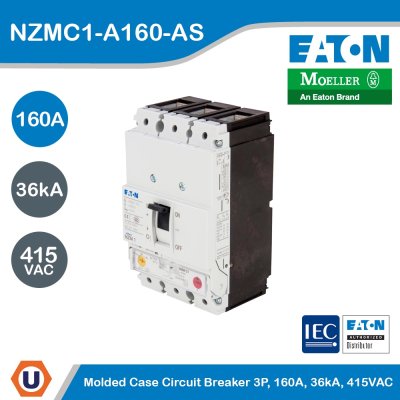 EATON Molded Case Circuit-Breaker (MCCB) 3P 160A 36kA 415VAC | NZMC1-A160-AS
