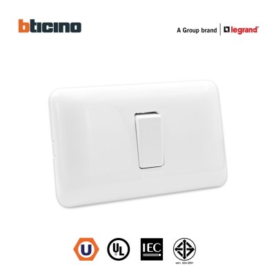 BTicino ชุดสวิตช์สองทาง พร้อมฝาครอบ สีขาว รุ่น Magic Advance