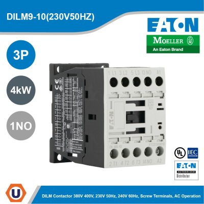 EATON Moeller Series DILM Contactor 3P 4kW 1NO 230V 50Hz, 240V 60Hz | DILM9-10(230V50HZ)