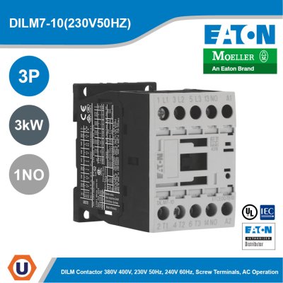 EATON Moeller Series DILM Contactor 3P 230V 50Hz, 240V 60Hz 3kW | DILM7-10(230V50HZ)
