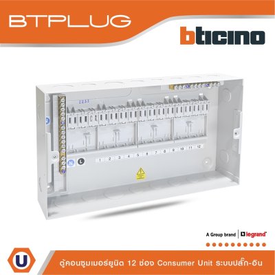 BTicino ตู้คอนซูเมอร์ยูนิต (ปลั๊ก-อิน) 12ช่อง Consumer Unit Plug-In BTPLUG รุ่น BTCN12