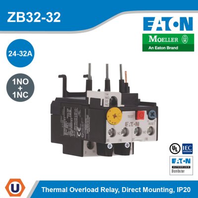EATON Moeller Series ZB Thermal Overload Relay 24-32A 1NO 1 NC Direct Mounting IP20 | ZB32-32