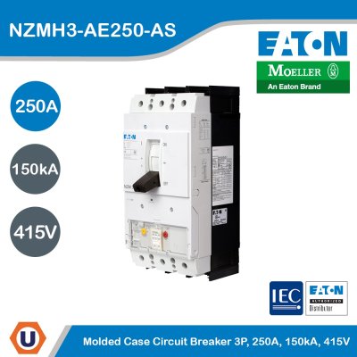 EATON Moded Case Circuit Breaker High Switching Capacity (MCCB) 3P 250A, 85/150kA 415V | NZMH3-AE250-AS