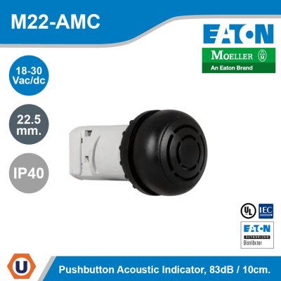 EATON M22 Acoustic Device 22.5mm. IP40 18-30 Vac/dcb 83 dB/ 10 cm | M22-AMC
