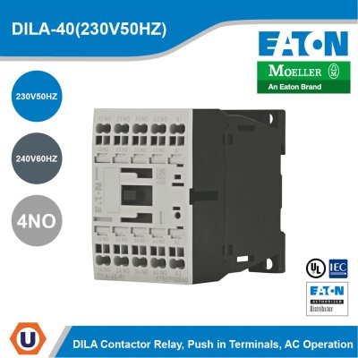 EATON Moeller Series DILA Control Relay 230V 50Hz, 240V 60Hz 4NO AC Operation | DILA-40(230V50HZ)