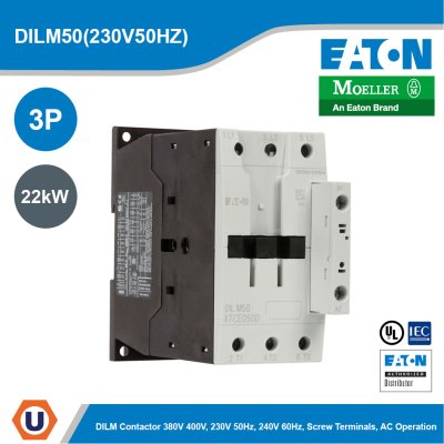 EATON Moeller Series DILM Contactor 3P 230V 50Hz, 240V 60Hz 22kW | DILM50(230V50HZ)