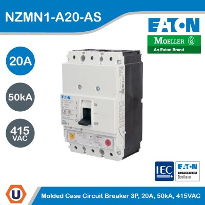 EATON Molded Case Circuit-Breaker (MCCB) 3P 20A 50kA 415VAC | NZMN1-A20-AS