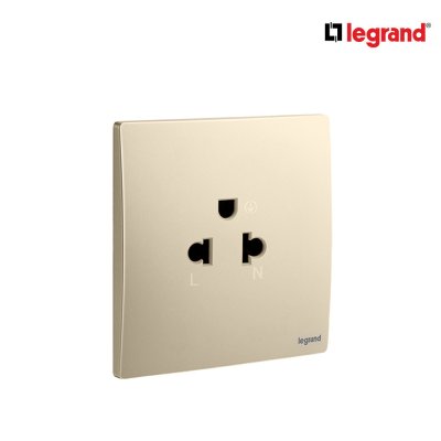 แพ็ค4 | Legrand ชุดเต้ารับเดี่ยว 3 ขา มีม่านนิรภัย สีแชมเปญ รุ่นมาเรียเซนต์ | Mallia Senses | 281103CH