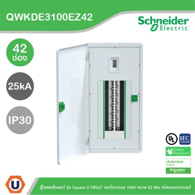 Schneider ตู้โหลดเซ็นเตอร์ รุ่นSquare D DBSeT รองรับกระแส 100A ขนาด42ช่อง | QWKDE3100EZ42