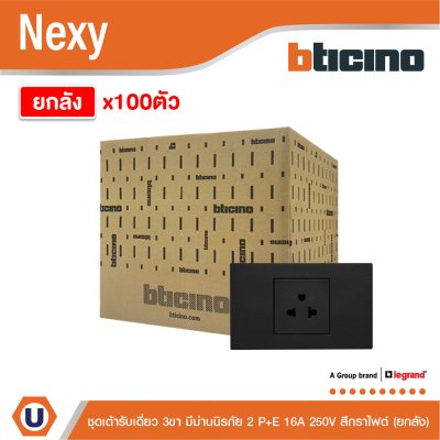 ยกลัง | BTicno ชุดเต้ารับเดี่ยว 3 ขา Socket 2P+E 16A 250V สีกราไฟต์ รุ่น Nexy