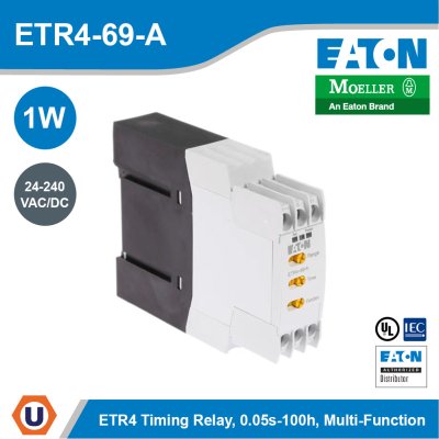 EATON Moeller Series ETR4 Timing Relay 1W 0.05s-100h Multi-Function 24-240VAC/DC | ETR4-69-A