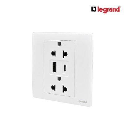 แพ็ค4 | Legrand ชุดเต้ารับคู่ + เต้ารับUSB + เต้ารับ Type C สีขาว รุ่นมาเรียเซนต์ | Mallia Senses | 281204MW