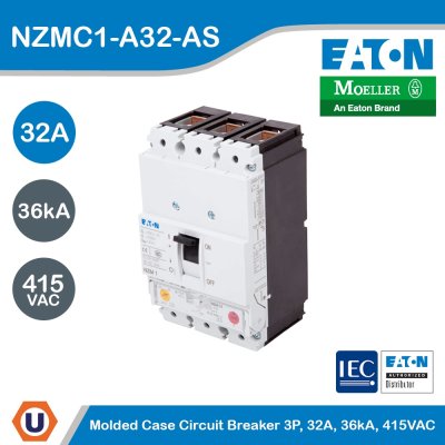 EATON Molded Case Circuit-Breaker (MCCB) 3P 32A 36kA 415VAC | NZMC1-A32-AS