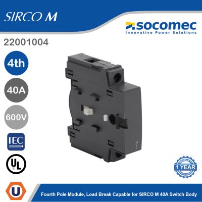 Socomec Fourth Pole Module Load Break Capable for SIRCO M 40A Switch Body | 22001004