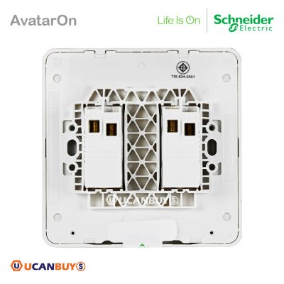 Schneider Electric ชุดสวิตซ์ทางเดียว 2 ตัว สีทอง รุ่น AvatarOn E, 16AX 250V 2 Gang 1 Way Switch, Wine Color