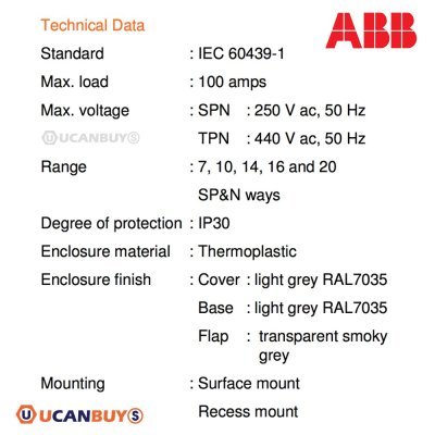 ABB ตู้ 14 ช่อง ตู้คอนซูมเมอร์ยูนิตเอบีบี SCP14 เหมาะสําหรับบ้าน และ อาคารพาณิชย์ มาตรฐาน IEC60439-1 (ตู้เปล่า)