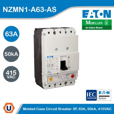 EATON Molded Case Circuit-Breaker (MCCB) 3P, 63A, 50kA 415VAC | NZMN1-A63-AS