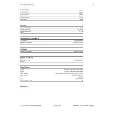 ABB อุปกรณ์ป้องกันไฟรั่วไฟดูด (RCBO) และกระแสไฟเกิน, 3P+N, 30mA, 25A รุ่น DS203NC C25 AC30 l 2CSR256040R1254