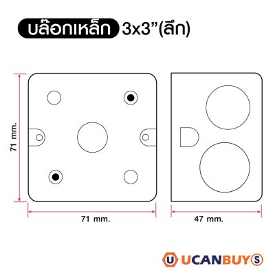 บล็อกเหล็ก แบบฝัง ขนาด 3x3 (ชนิดลึก) Iron Box 3x3
