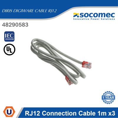 Socomec RJ12 Connection Cable 1m x3 for Diris Digiware | 48290583