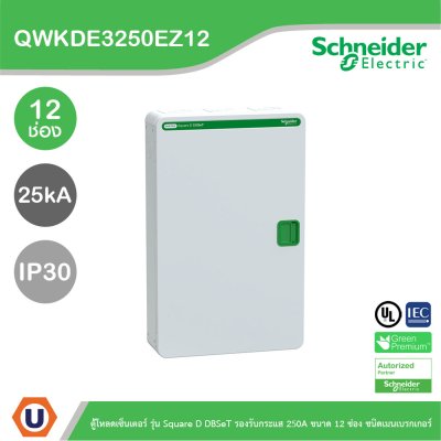 Schneider ตู้โหลดเซ็นเตอร์ รุ่นSquare D DBSeT รองรับกระแส 250A ขนาด12ช่อง | QWKDE3250EZ12