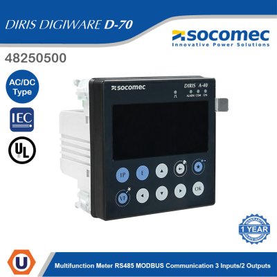 Socomec Meter DIRIS A-40 RS485 MODBUS Communication 3 Inputs/2 Outputs | 48250500