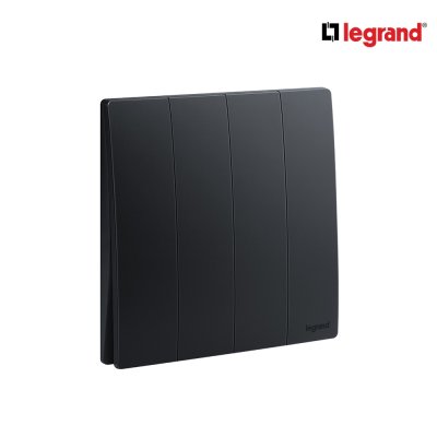 Legrand สวิตช์ทางเดียว 4 ช่อง สีดำ 4G 1Way Switch 16AX รุ่นมาเรียเซนต์ | Mallia Senses | 281006MB