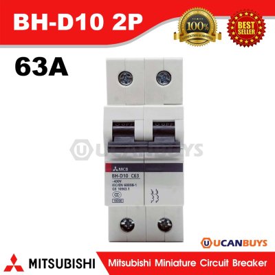 Mitsubishi MCB 2 Pole 63A 10kA รุ่น BH-D10 2P 63A Mitsubishi Miniature Circuit Breaker