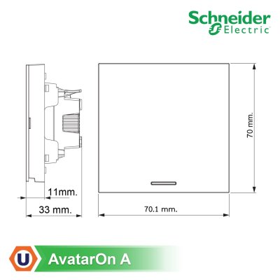 Schneider Electric สวิตซ์ทางเดียว+พรายน้ำ สีดำ 1 Way switch, Black รุ่น AvatarOn A I M3T31_E1F_BK