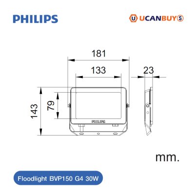 PHILIPS Floodlight รุ่น BVP150 30W G4 แสงคูลเดย์ไลท์ 6500K | 911401863388
