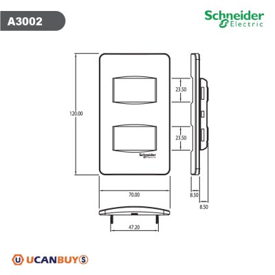 Schneider ชุดสวิตช์สองทาง 2 ตัวพร้อมฝาครอบ สีขาว รุ่น Concept
