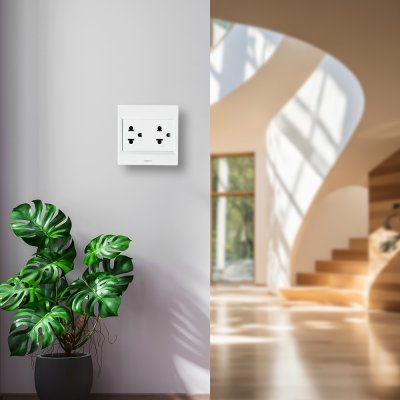 Legrand เต้ารับคู่3ขา 2P+E 16A I Duplex Euro-US ​​​​​​​รุ่น SMR รหัส P50404N สีขาว