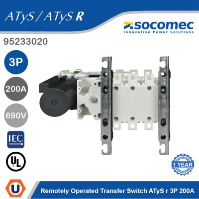 Socomec Remotely Operated Transfer Switch ATyS r 3P 200A | 95233020