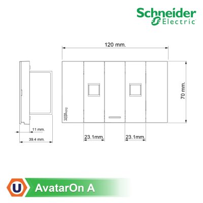 Schneider ชุดเต้ารับคอมพิวเตอร์ (LAN) CAT6 + เต้ารับโทรศัพท์ 6 ขา 4สาย พร้อมฝาครอบ2ช่อง สีขาว | AvatarOn A | Ucanbuys