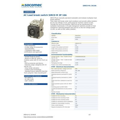Socomec AC Load Break Switch SIRCO M 3P 16A | 22003000