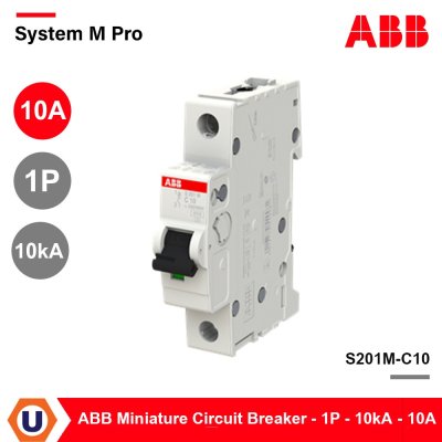 ABB S201M-C10 | 2CDS271001R0104 Miniature Circuit Breaker 1P 10kA 10A  ป้องกันการใช้กระแสไฟเกินกำหนด