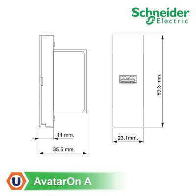 Schneider Electric เต้ารับ USB Type A 1 ช่อง สีเทา รุ่น AvatarOn A M3T_USB_GY