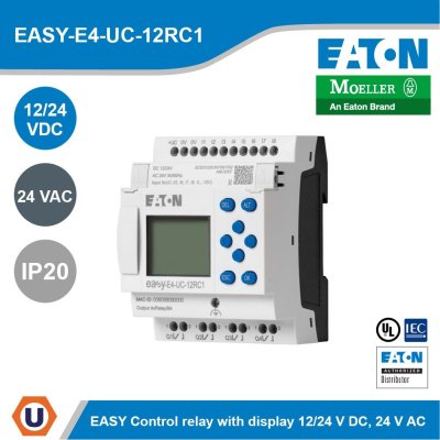 EATON Control relays easyE4 with display (expandable, Ethernet) 12/24 VDC 24 VAC | EASY-E4-UC-12RC1
