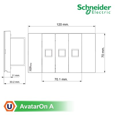 Schneider Electric ชุดเต้ารับคอมพิวเตอร์ (LAN) CAT5E ขนาด 1 ช่อง 3 ตัว พร้อมฝาครอบ สีเทา รุ่น AvatarOn A